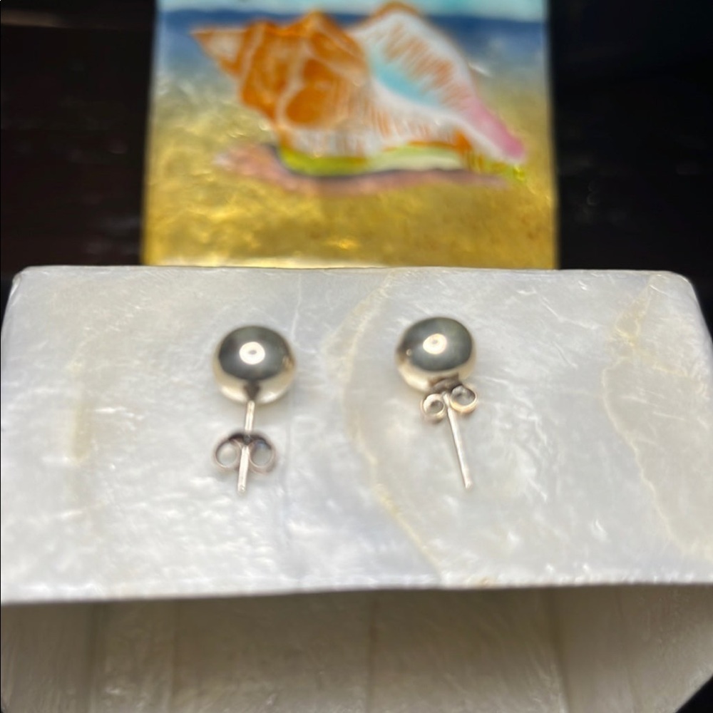 .925 Sterling Silver Round Stud Earrings